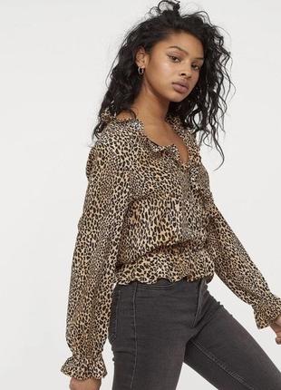 Леопардова блуза h&m divided на запах