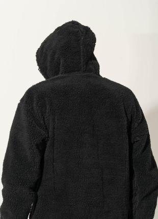 Мужское плюшевое худи оверсайз черное кенгуру с капюшоном толстовка утеплённая на зиму (bon)8 фото