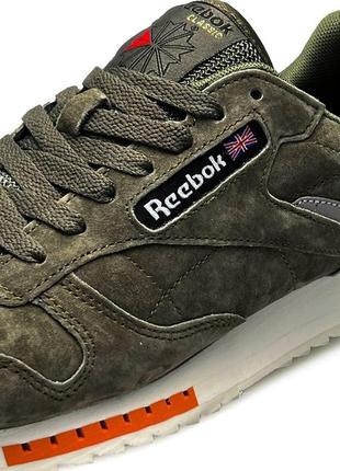 Мужские кроссовки reebok classic хаки замшевые демисезонные рибок классик (bon)9 фото