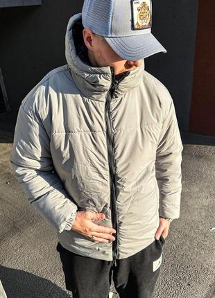 Чоловіча зимова куртка коротка сіра до -30*с пуховик з капюшоном (bon)2 фото