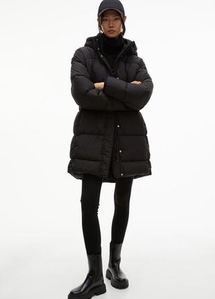 Пуховик з капюшоном h&m black w