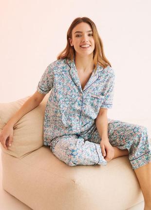 Пижама из 100% хлопка с цветочным принтом1 фото