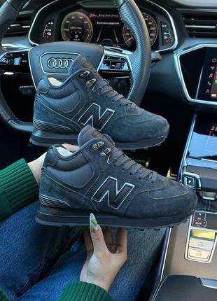 Зимові жіночі кросівки new balance 574 high dark gray fur