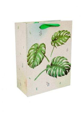 Пакет подарочный картонный "листья" №1