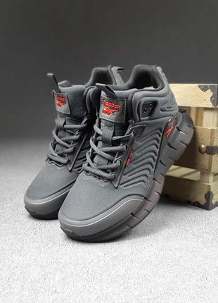 Зимние женские кроссовки Sldggr reebok zig kinetica grey red мех4 фото