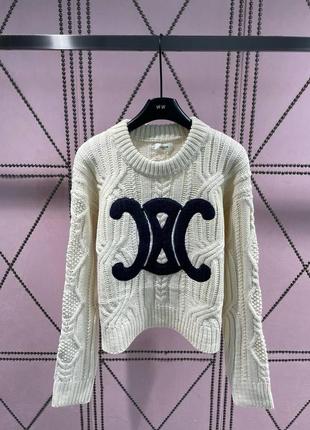 Кофта свитер с вышитым логотипом celine
