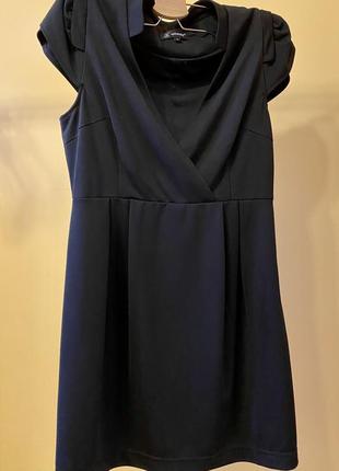 Стильное черное мини платье туника на короткий рукав5 фото