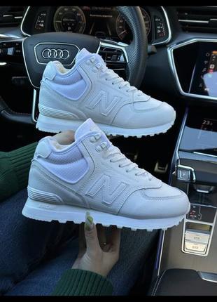 New balance 574 high all white fur