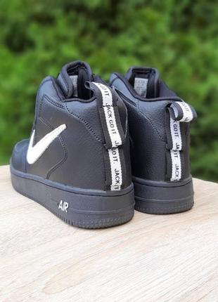 Зимние женские кроссовки nike air force 1'82 black white fur мех4 фото