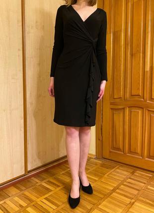 Класичне плаття з вузлом і драпіруванням чорного кольору6 фото