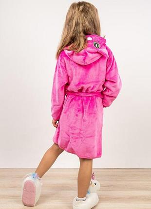 Махровый халат с ушками для девочки розовый р. 92 - 1283 фото