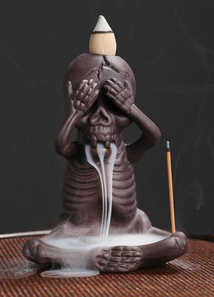 Подставка "жидкий дым" керамика "скелет" ничего не вижу1 фото