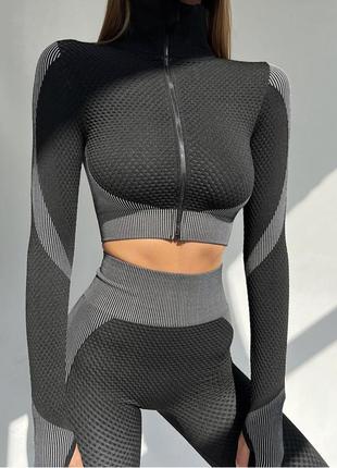 Спортивный комплект, спортивный костюм, лосины и лонгслив
