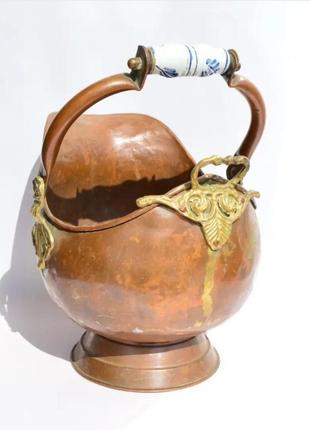 Антикварний зольник, кашпо! крупний! мідь, поч. хх ст.