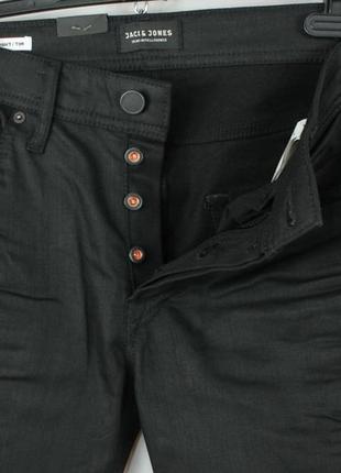 Щільні джинси з просочуванням jack & jones tim 220 coated slim straight fit black jeans2 фото