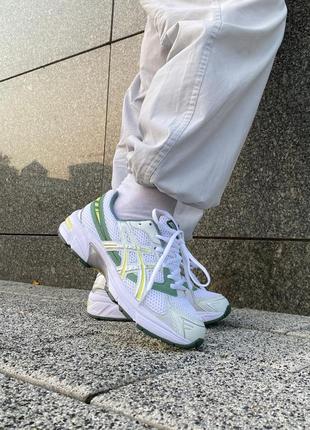 Женские кроссовки asics gel-1130 white green белого с зелеными цветами2 фото