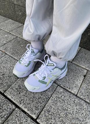 Женские кроссовки asics gel-1130 white green белого с зелеными цветами5 фото