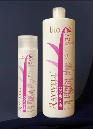 Шампунь жіночий проти випадіння волосся raywell bio tea, 1л.