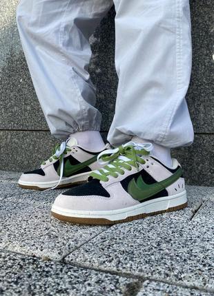 Женские кроссовки nike sb dunk low beige black green бежевого с черным и зеленым цветами2 фото