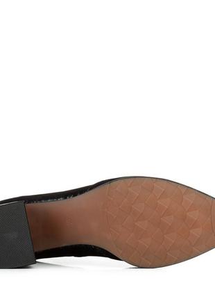 Туфли на удобном каблуке черные с переливом 1558т6 фото