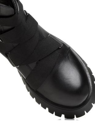 Ботинки женские зимние черные кожаные с резинками 456цz7 фото