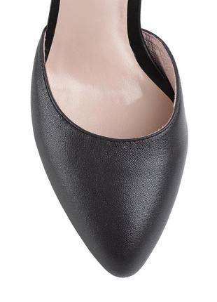 Туфли женские кожаные черные на удобном каблуке 1370т7 фото