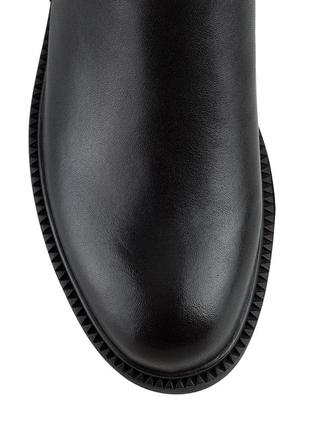 Ботинки женские кожаные черные на низком квадратном каблуке 1305б7 фото