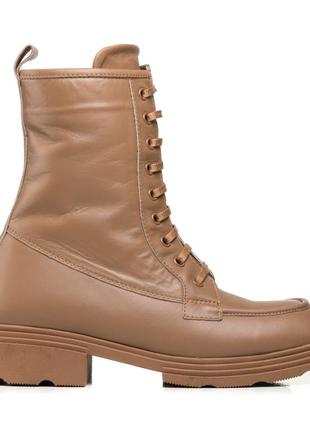 Ботинки женские кожаные на шнуровке коричневые 402бz-а3 фото