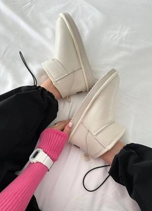 Сапоги теплые ugg ultra mini cream leather мех2 фото