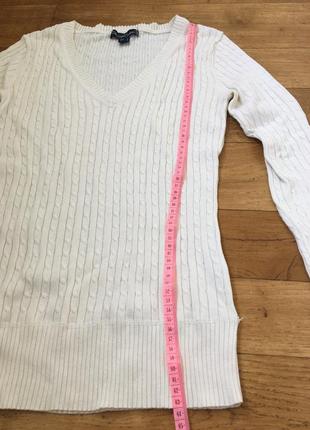 Белый свитер philip russel. хлопковый свитер. белый удлиненный джемпер. брендовый свитер3 фото