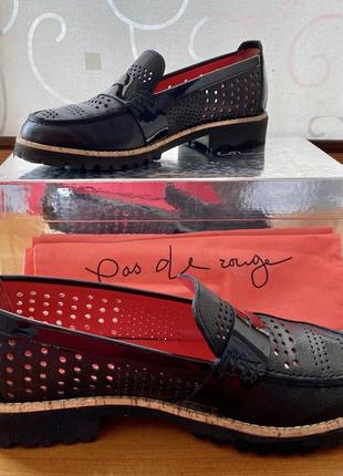 Чорні шкіряні лофери/мокасини/туфлі pas de rouge, розмір 393 фото