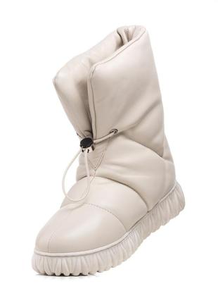 Ботинки зимние стильные зимние молочные кожаные 481цz-а5 фото