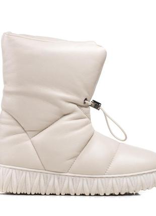 Ботинки зимние стильные зимние молочные кожаные 481цz-а2 фото