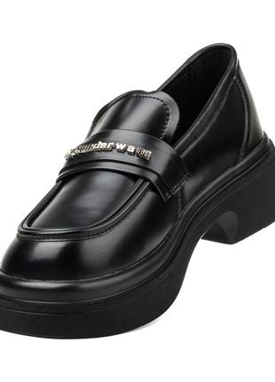 Туфли женские черные на удобном каблуке 2319т5 фото