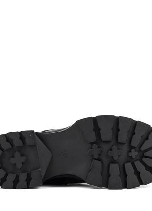 Ботинки женские кожаные черные зимние на тракторной подошве,и толстом каблуке с шнуровко 1740ц6 фото