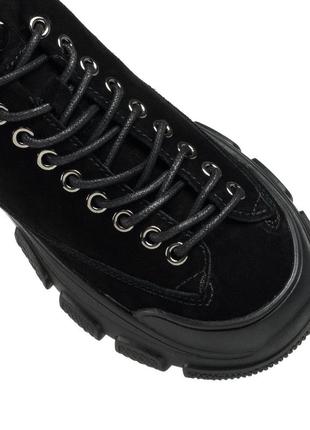 Туфли женские черные замшевые на низком ходу 2107т-а7 фото