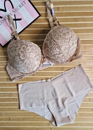 Комплект кружевной бра с пушапом оригинал sexy tee lacie push-up bra victorias secret1 фото