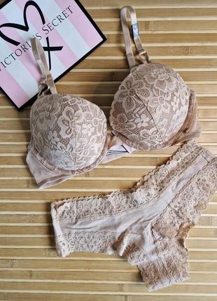 Комплект кружевной бра с пушапом оригинал sexy tee lacie push-up bra victorias secret1 фото