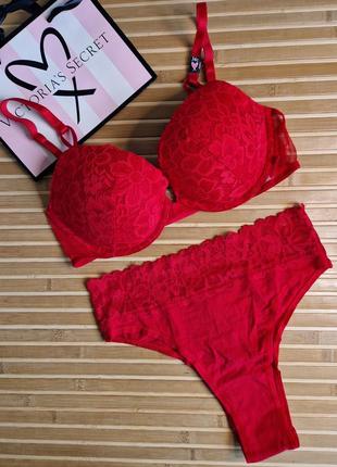 Комплект мереживний бра з пушапом оригинал sexy tee lacie push-up bra victorias secret