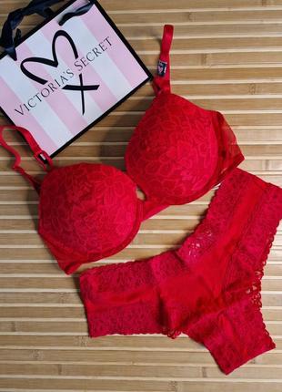 Комплект кружевной бра с пушапом оригинал sexy tee lacie push-up bra victorias secret1 фото