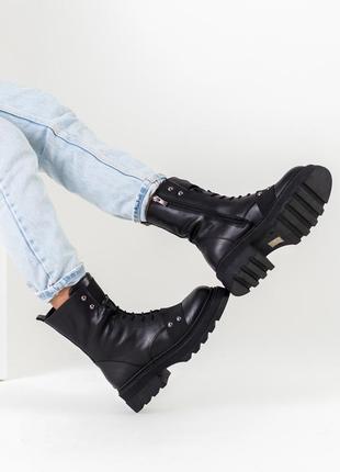 Ботинки женские кожаные зимние на шнуровке 440цz10 фото