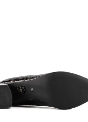 Туфли женские кожаные лакированные черные на удобном каблуке 1096тп7 фото
