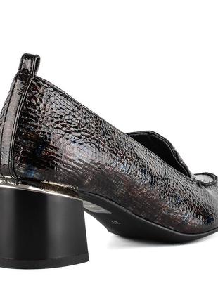 Туфли женские кожаные лакированные черные на удобном каблуке 1096тп4 фото