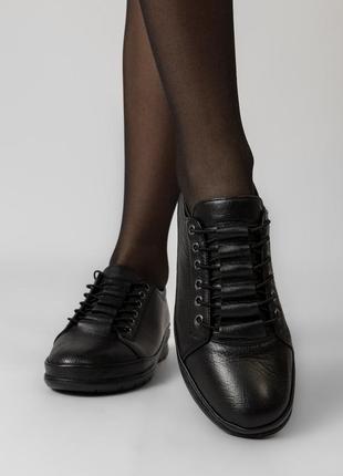 Туфли женские осенние кожаные классические черные 1028тz10 фото