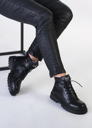 Ботинки женские черные на шнуровке 1497б8 фото