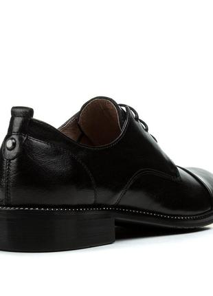 Туфли женские кожаные черные на удобном каблуке 1612т4 фото