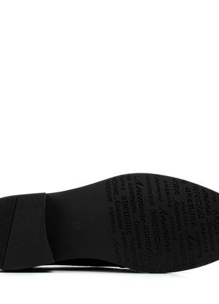 Туфли женские кожаные черные на удобном каблуке 1612т6 фото