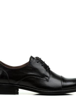 Туфли женские кожаные черные на удобном каблуке 1612т2 фото