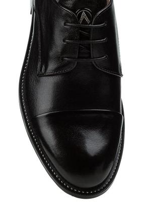 Туфли женские кожаные черные на удобном каблуке 1612т7 фото