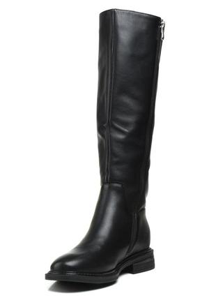Сапоги женские кожаные на каблуке черные классические 1503ц5 фото